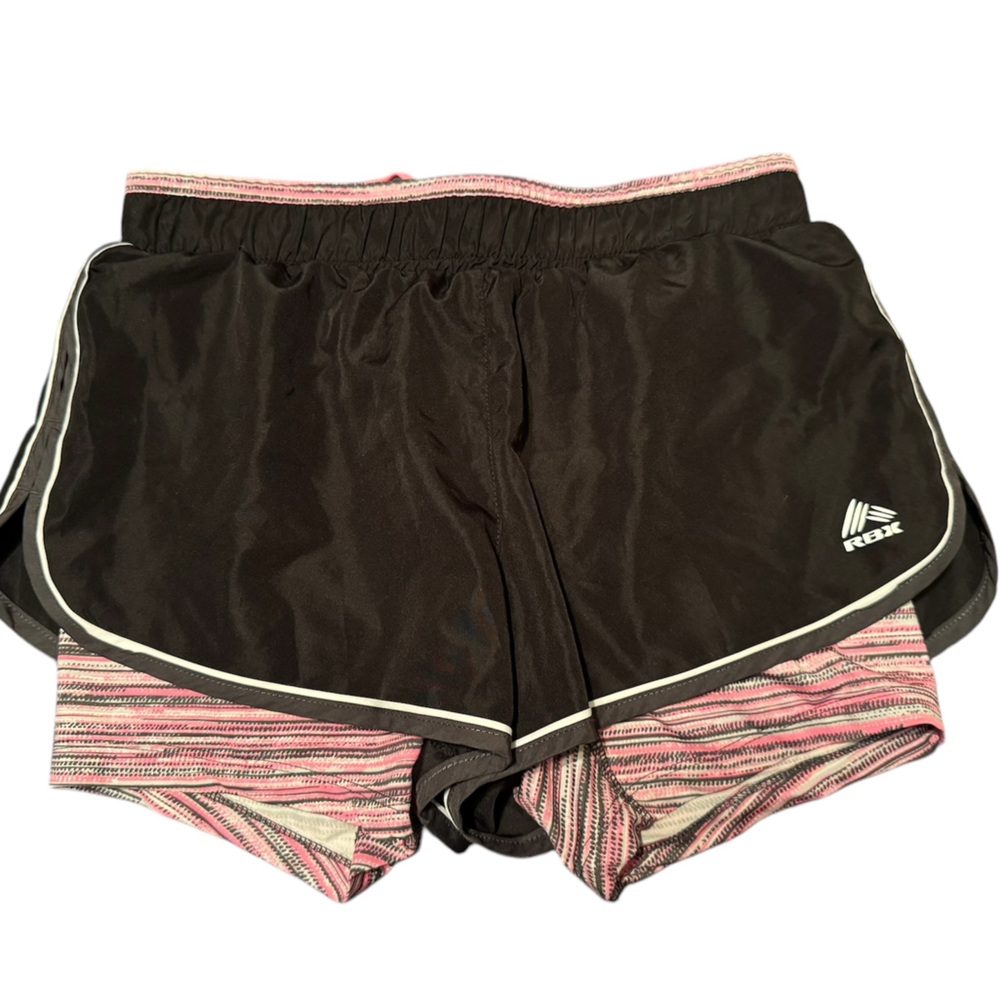 RBX Women's Black and Pink Workout Shorts